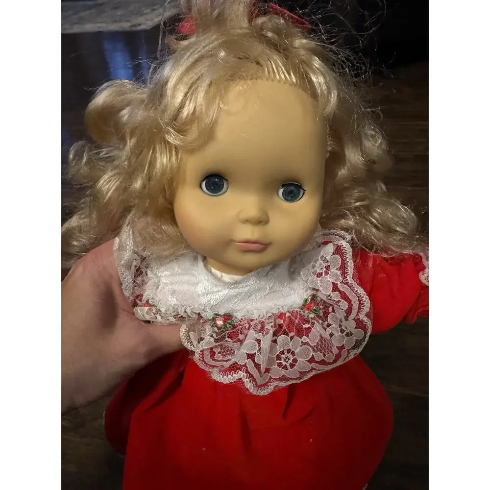Vintage 90’s Soft Body Doll 17 Inch Blonde Hair and Velvet Dress Haunted House